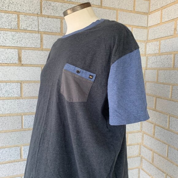 QUICKSILVER T-SHIRT MENS SIZE LARGE 100% COTTON GRAY BLUE - Picture 5 of 7